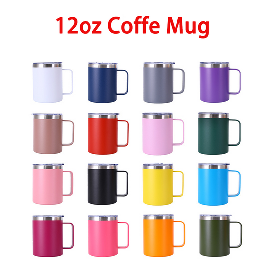 12oz Stainless Steel Coffee Mug Tumblers Cup with Handle -25pcs