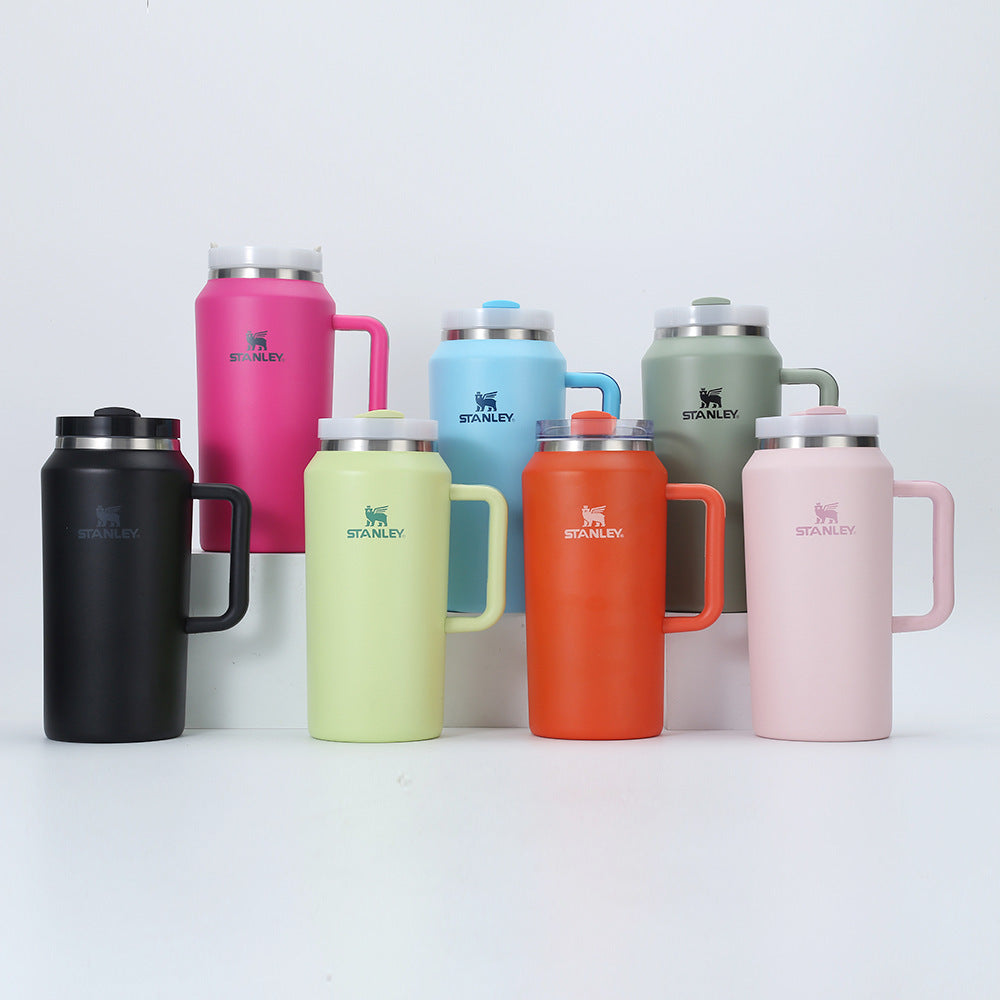 24pcs 64oz Stanley Powder Coated  Insulated Stainless Steel Tumbler with Handle and Straw