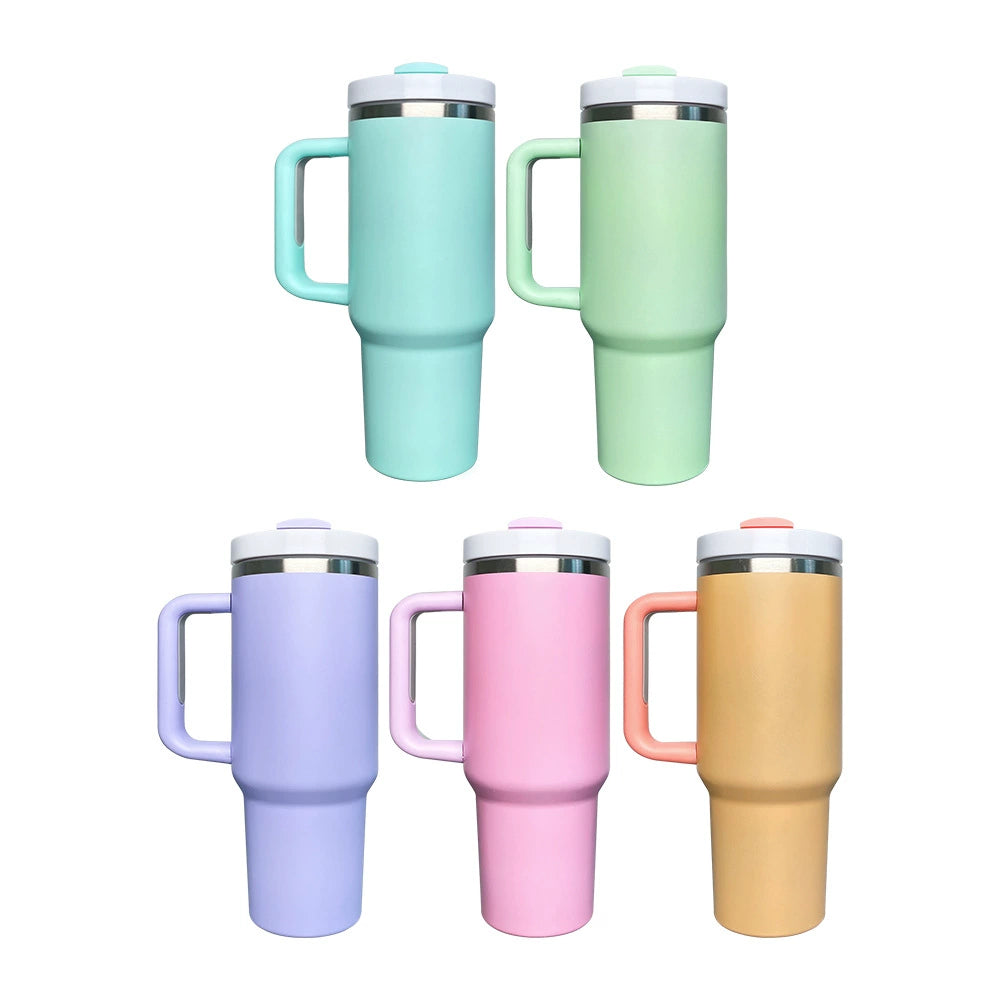 40oz Matte Macaron colors H2.0 Stanley dupes travel tumblers-25pcs