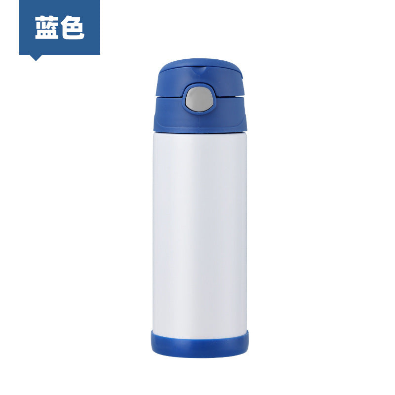 12oz double wall stainless steel sublimation kids flip top tumbler water bottle straight