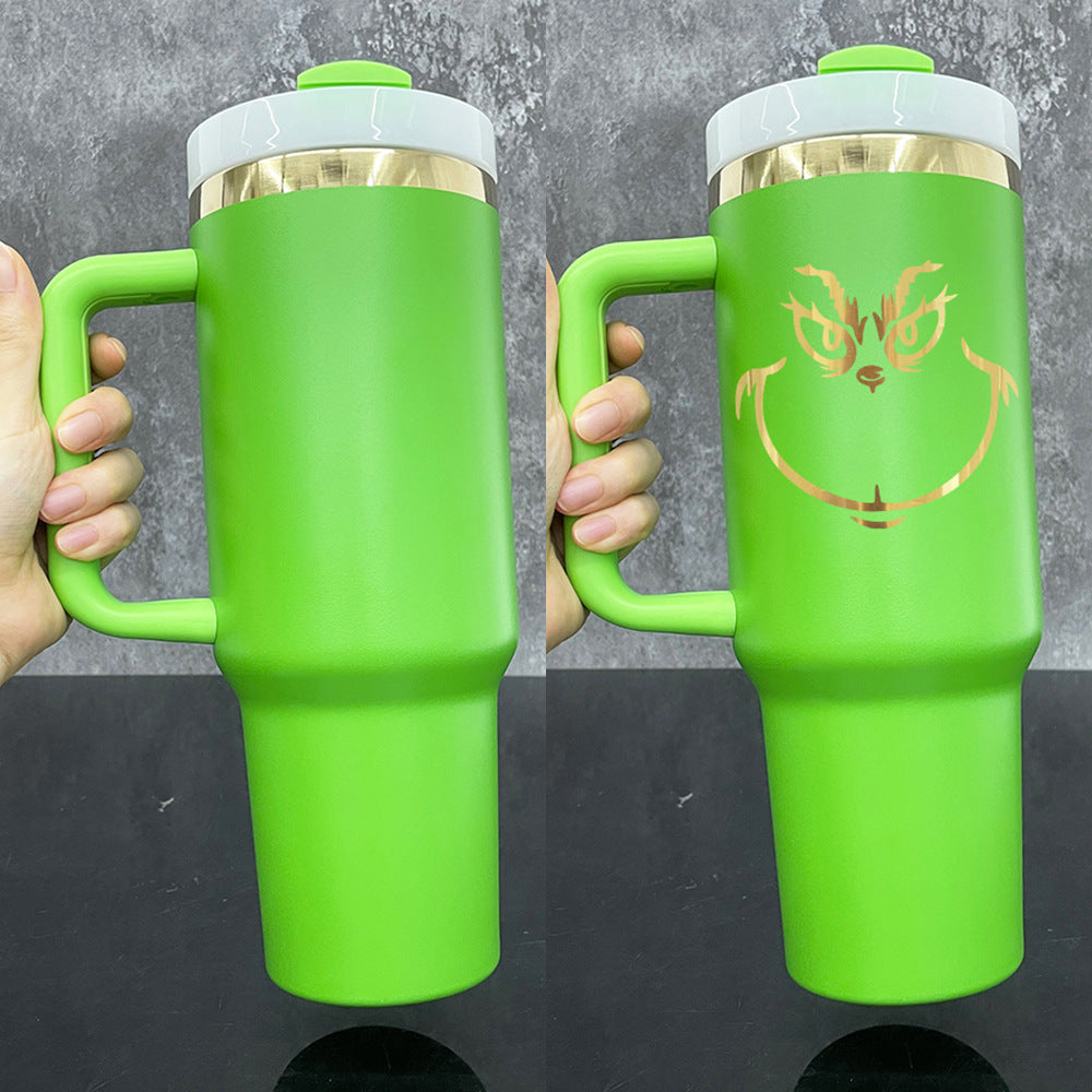 40oz Gold Plated Grinch Green Chritmams Powder Coat H2.0 Quencher Tumbler for Laser Engraving-20Pcs