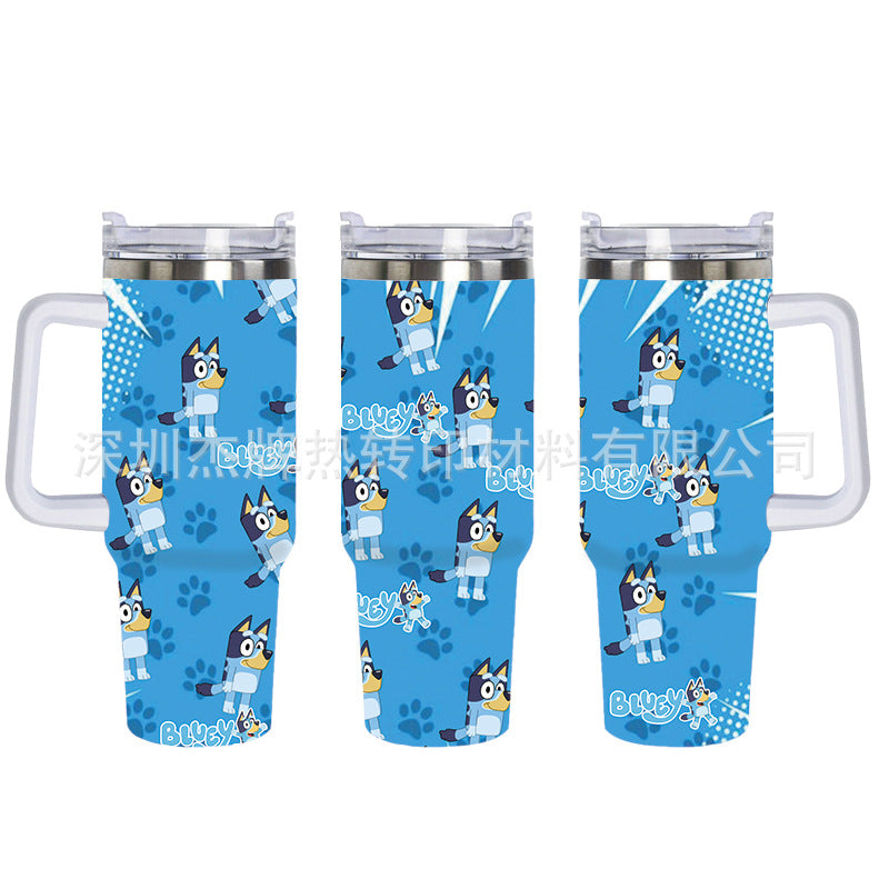 40oz bluey dog double wall stainless steel quencher tumbler