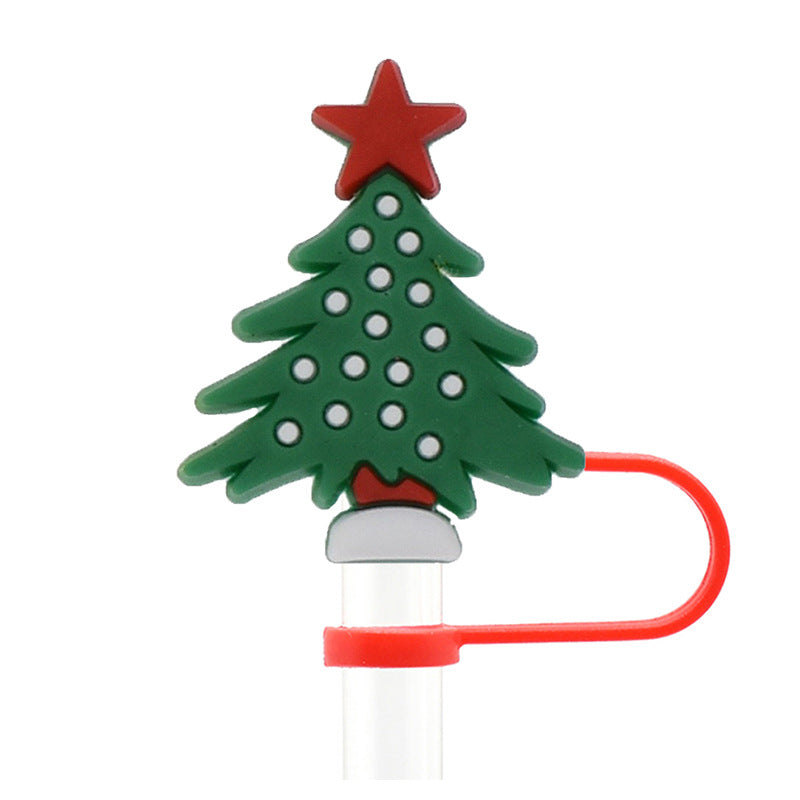 Christmas Silicone Straw Charms Toppers For Tumblers Dustproof 40oz Tumbler Straw Cover Topper