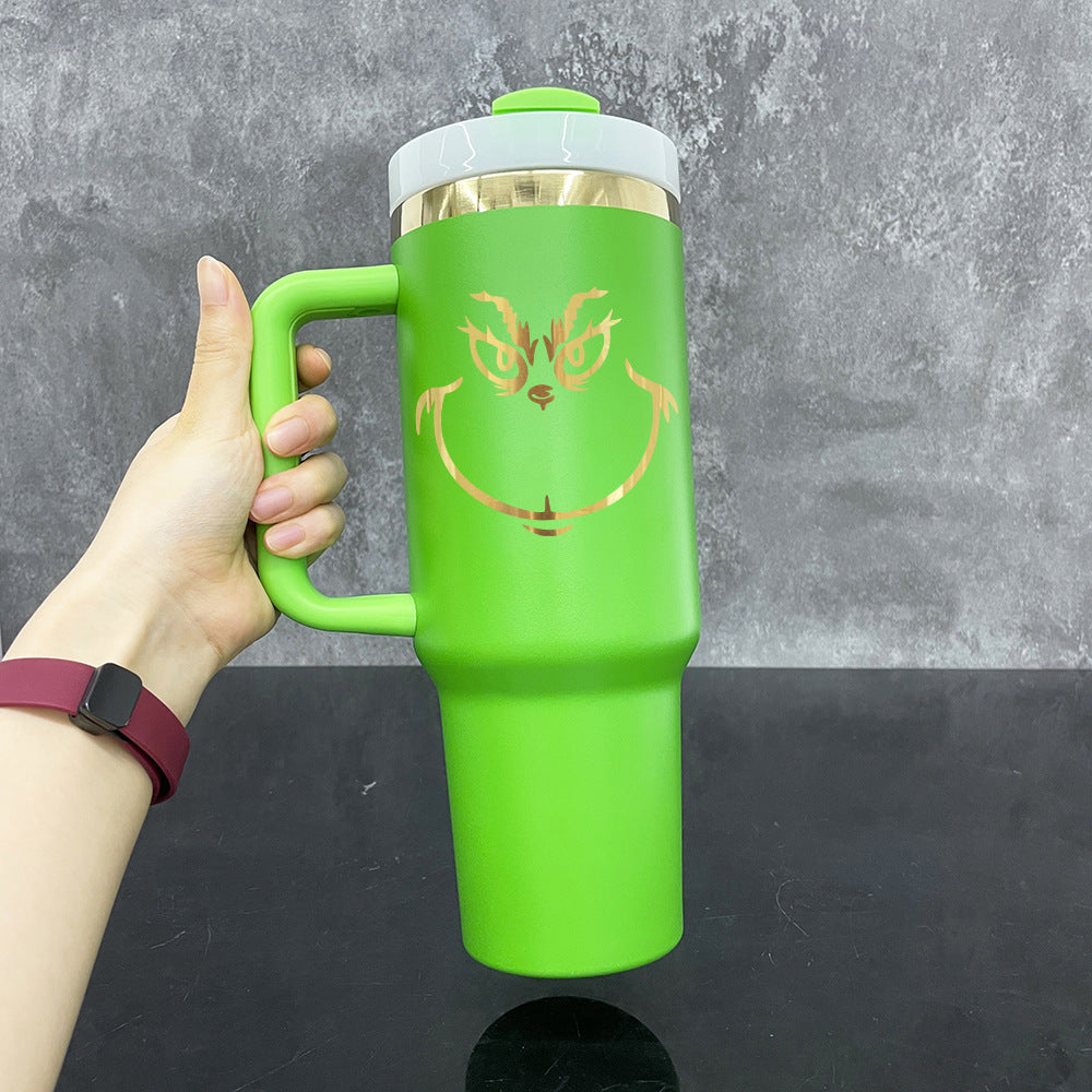 40oz Gold Plated Grinch Green Chritmams Powder Coat H2.0 Quencher Tumbler for Laser Engraving-20Pcs