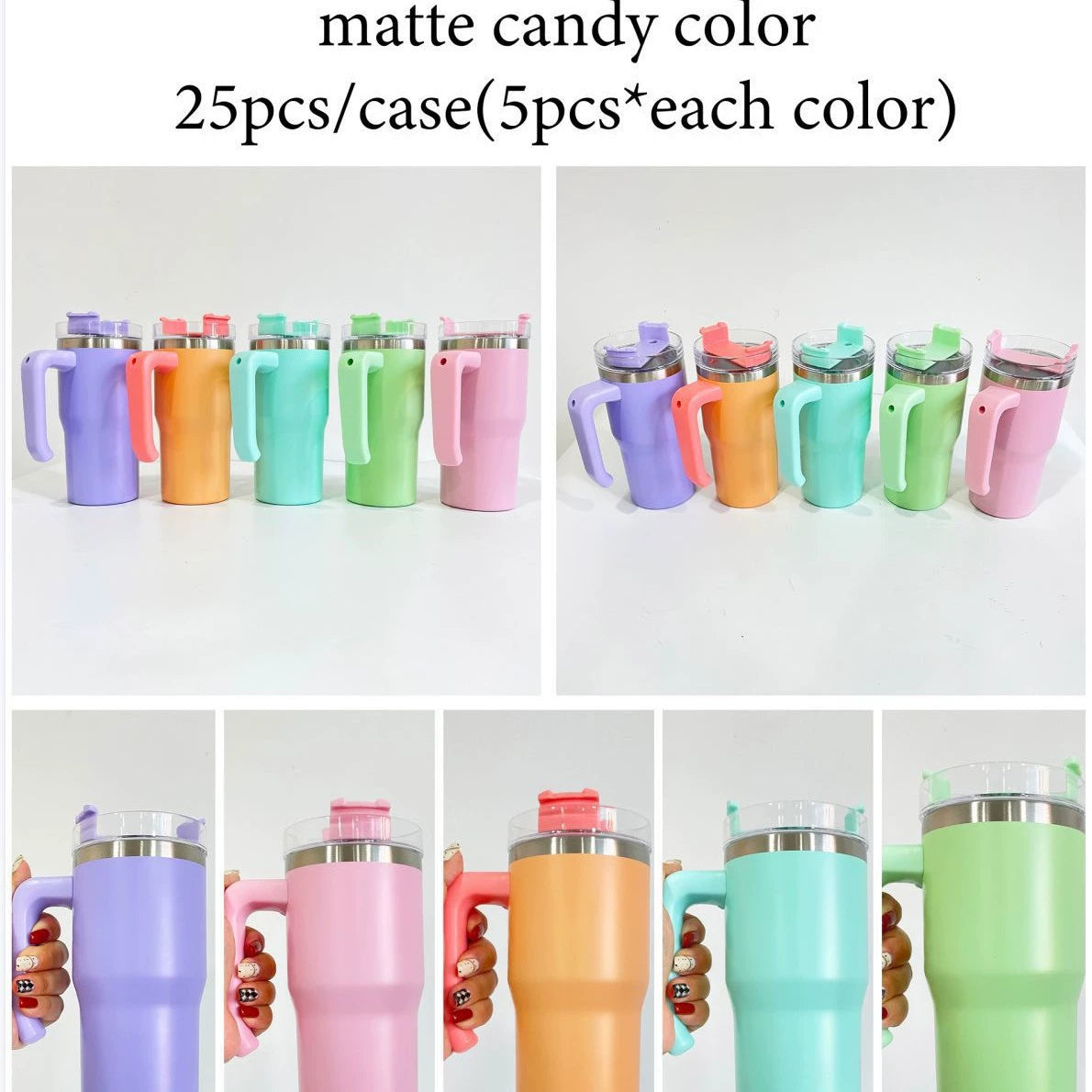 20oz Matte Macaron Sublimation Student Kids Coffee tumblers with Handle-25pcs