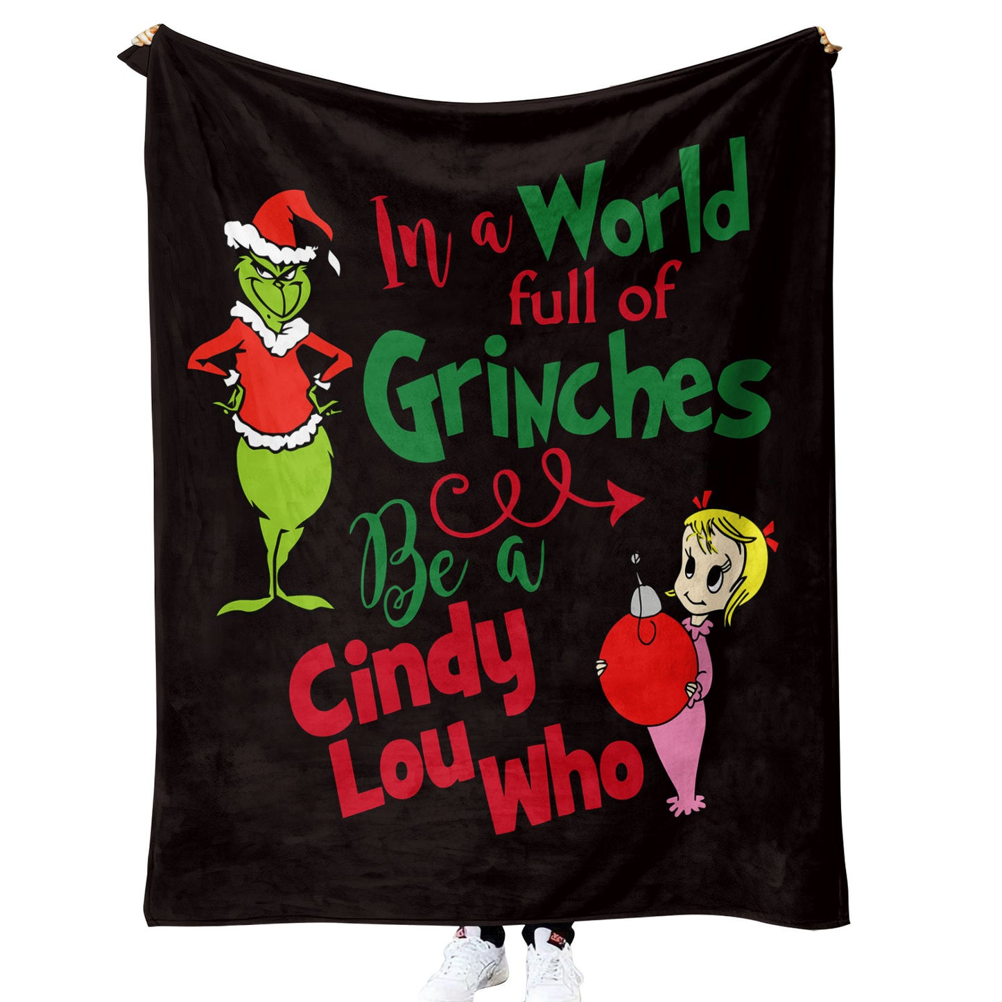 Super Soft Grinch Christmas Blanket Anti-Pilling Air Conditioning Blankets Flannel Throw Blanket for Office Company Home Couch Bed Sofa