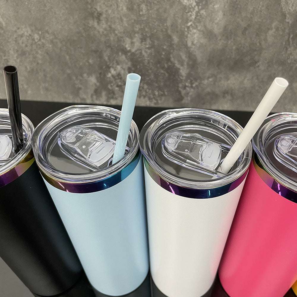 USA RTS 20oz rainbow underneath powder coated stainless steel straight tumblers -25pcs