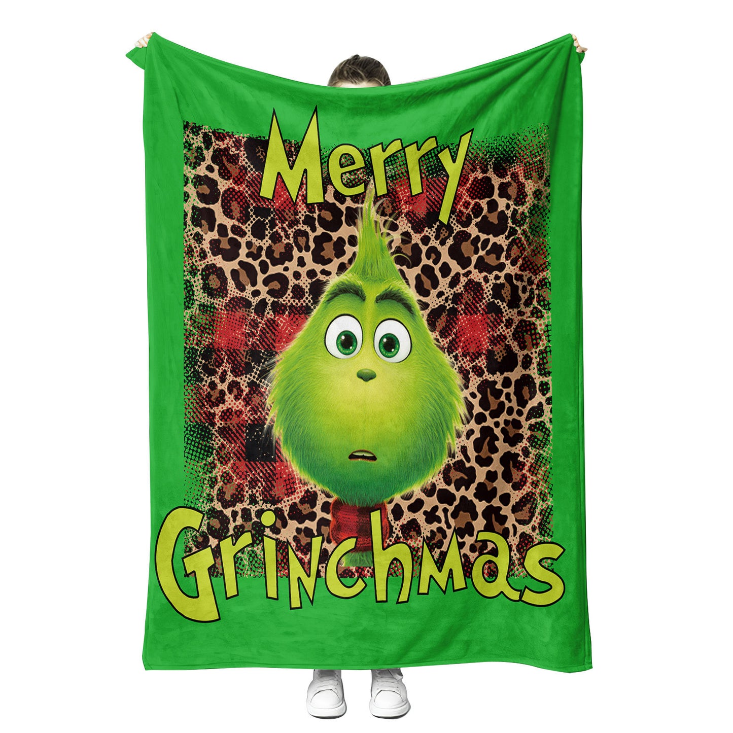 Super Soft Grinch Christmas Blanket Anti-Pilling Air Conditioning Blankets Flannel Throw Blanket for Office Company Home Couch Bed Sofa