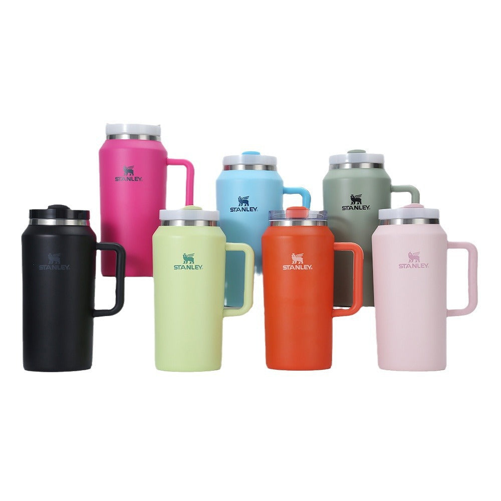 24pcs 64oz Stanley Powder Coated  Insulated Stainless Steel Tumbler with Handle and Straw