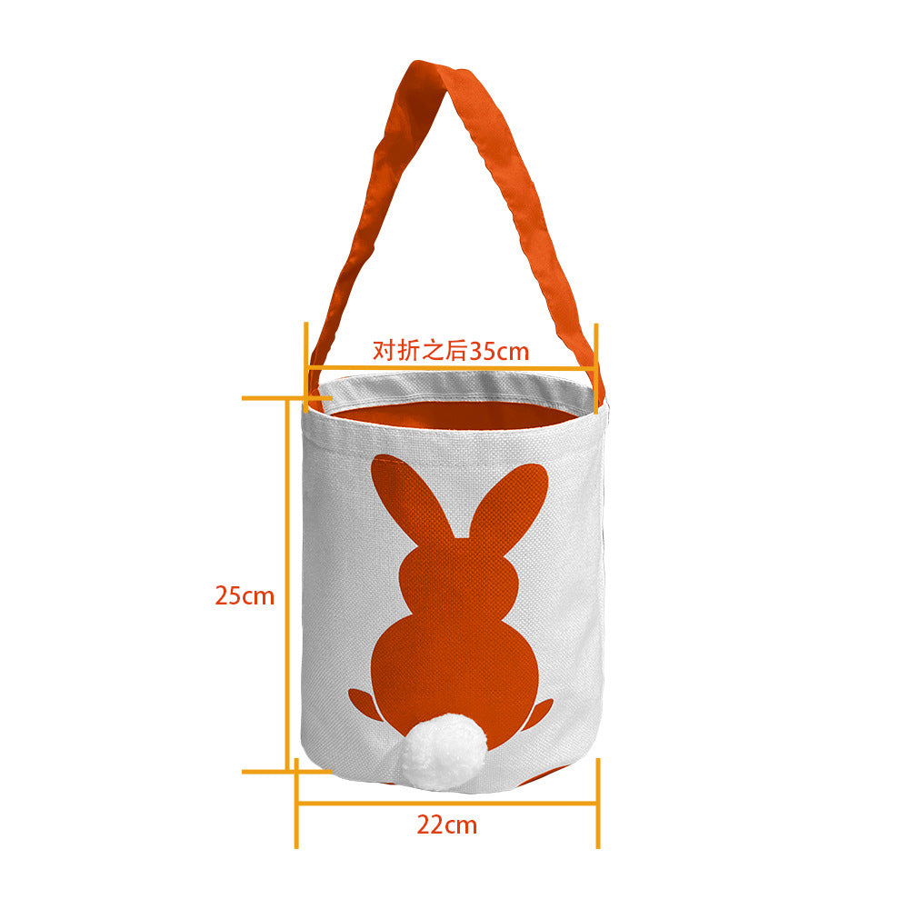 Sublimation Easter Basket Canvas Customized Blank Easter Bunny Bucket Polyester Easter Storage Bags with Rabbit Ear for Kids Gift