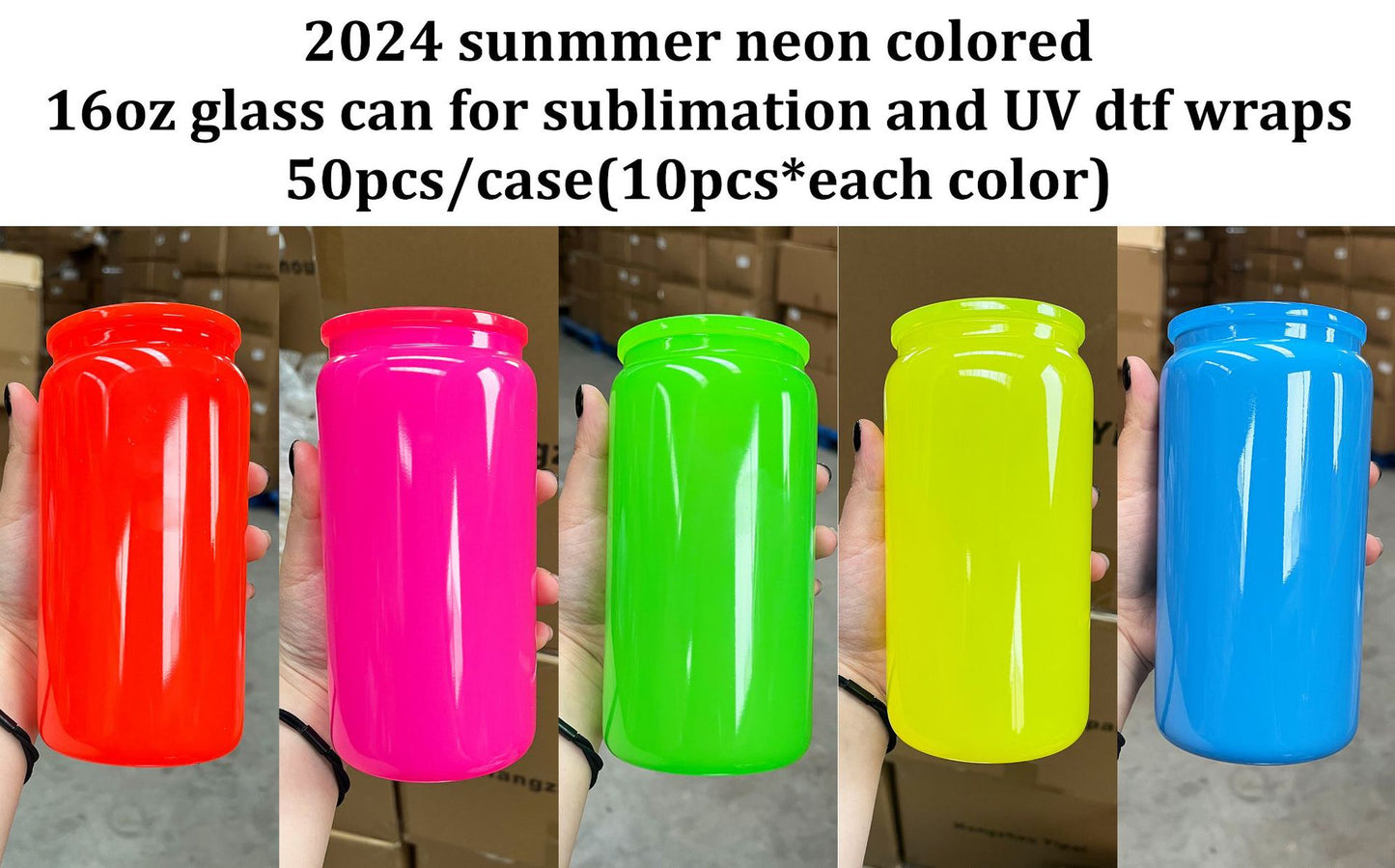 16oz neon colors blank sublimation glass cans mugs for uv dtf wraps