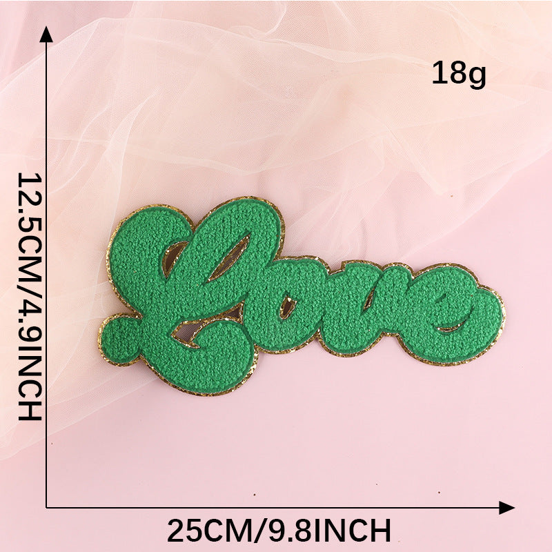 Manufacturer Wholesale Sustainable Customized Colors 8cm Chenille Ironed Patches Heat Press Self-Adhesive Letter Patches