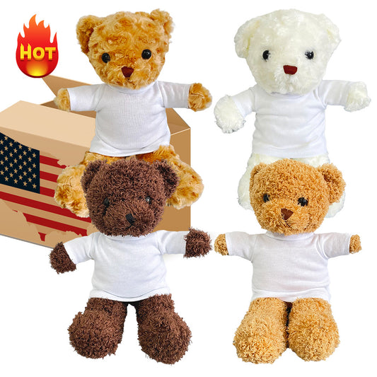 30pcs Cute Teddy Bears with removable Blank Sublimation Shirts