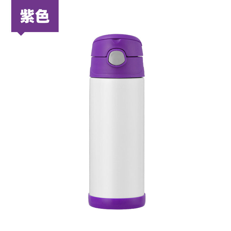 12oz double wall stainless steel sublimation kids flip top tumbler water bottle straight