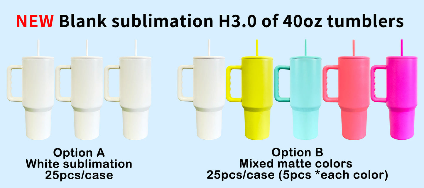 RTS USA Warehouse 25pcs 40oz Sublimation Matte Adventure Quencher Reusable Insulated Stainless Steel Tumbler with Sealed Lids Handle and Straw