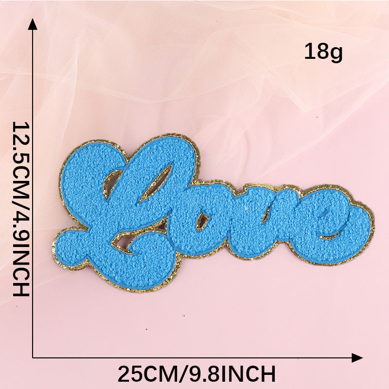 Manufacturer Wholesale Sustainable Customized Colors 8cm Chenille Ironed Patches Heat Press Self-Adhesive Letter Patches