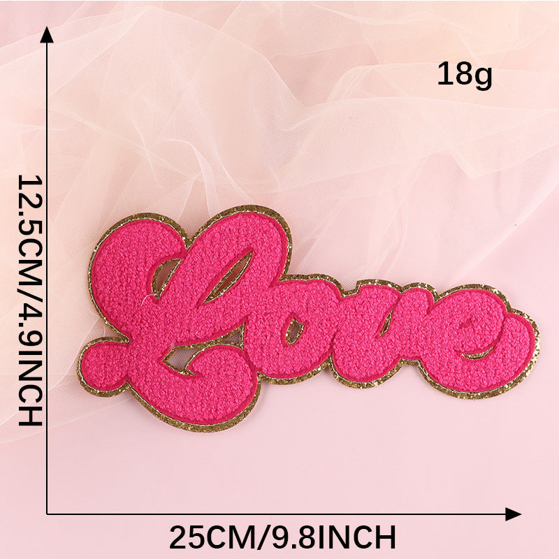 Manufacturer Wholesale Sustainable Customized Colors 8cm Chenille Ironed Patches Heat Press Self-Adhesive Letter Patches