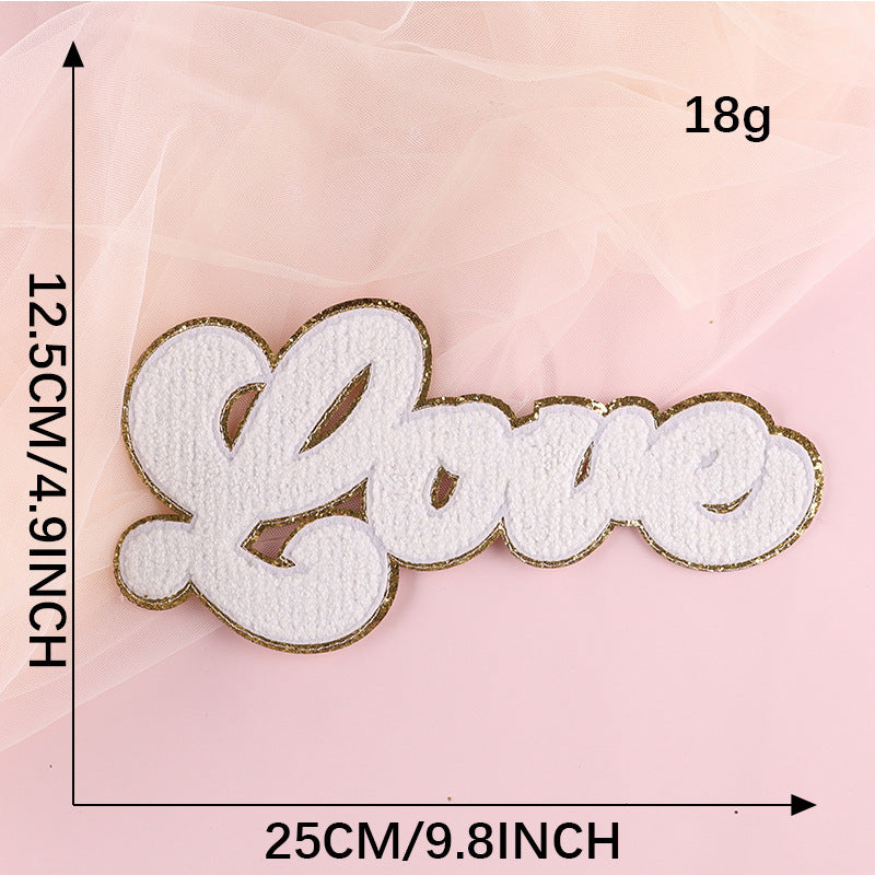 Manufacturer Wholesale Sustainable Customized Colors 8cm Chenille Ironed Patches Heat Press Self-Adhesive Letter Patches