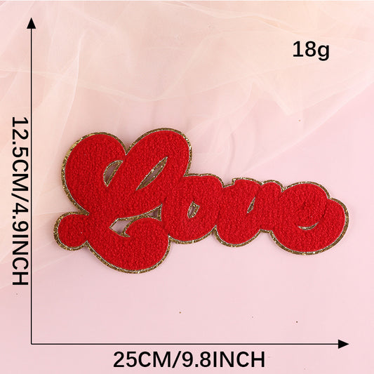 Manufacturer Wholesale Sustainable Customized Colors 8cm Chenille Ironed Patches Heat Press Self-Adhesive Letter Patches