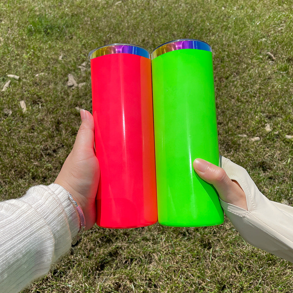 20oz Neon Rainbow plated straight tumblers for sublimation and laser engraving-25pcs