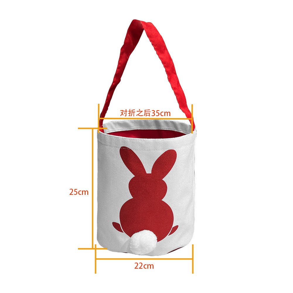 Sublimation Easter Basket Canvas Customized Blank Easter Bunny Bucket Polyester Easter Storage Bags with Rabbit Ear for Kids Gift