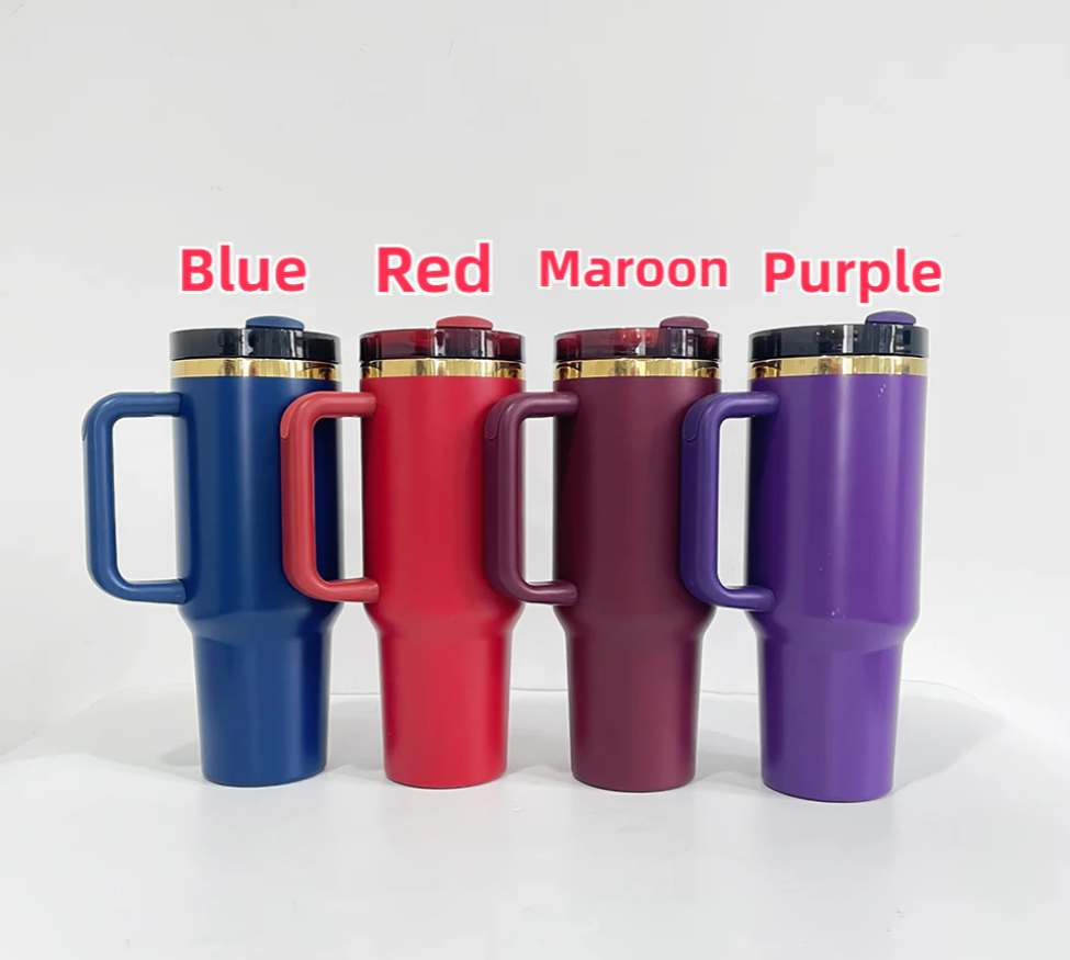 40oz H2.0 Mirror Gold underneath Powder Coat Travel Tumblers - 20pcs