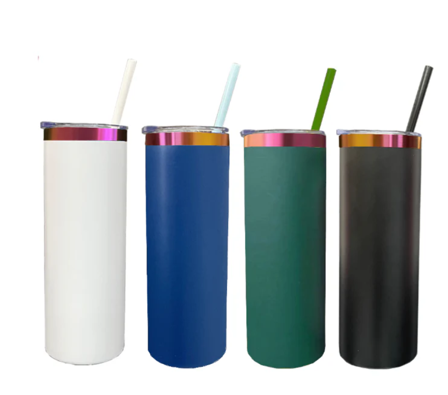 20oz Ombre underneath Powder Coated Stainless Steel Straight Skinny tumblers for laser engraving-25pcs