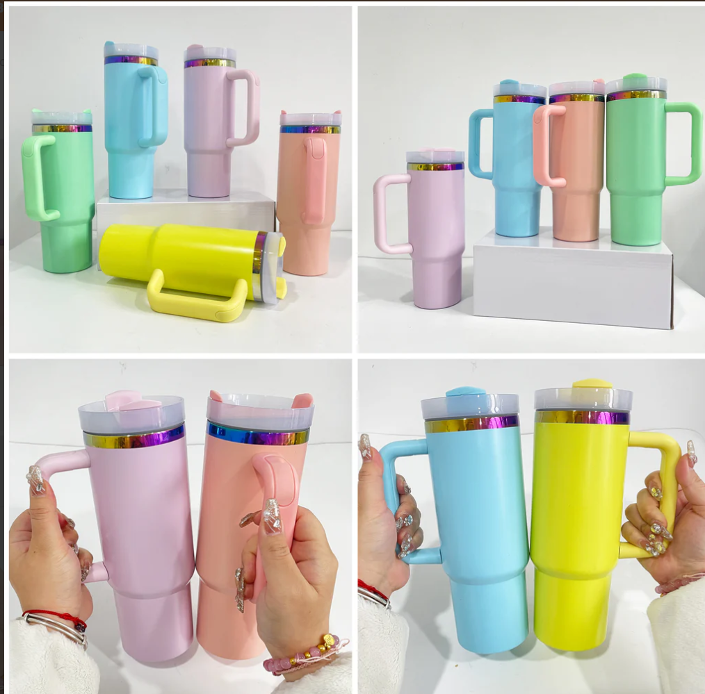 🌈30oz rainbow underneath Macaron colors quencher tumblers for laser engraving-20pcs