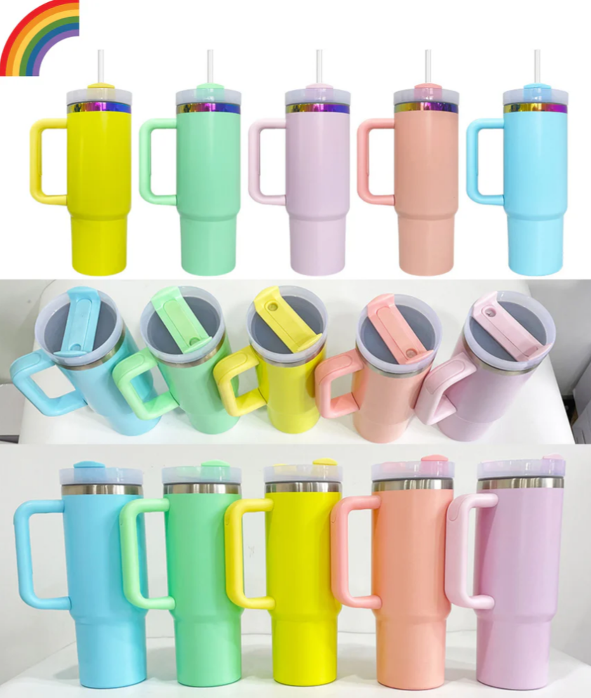 🌈30oz rainbow underneath Macaron colors quencher tumblers for laser engraving-20pcs