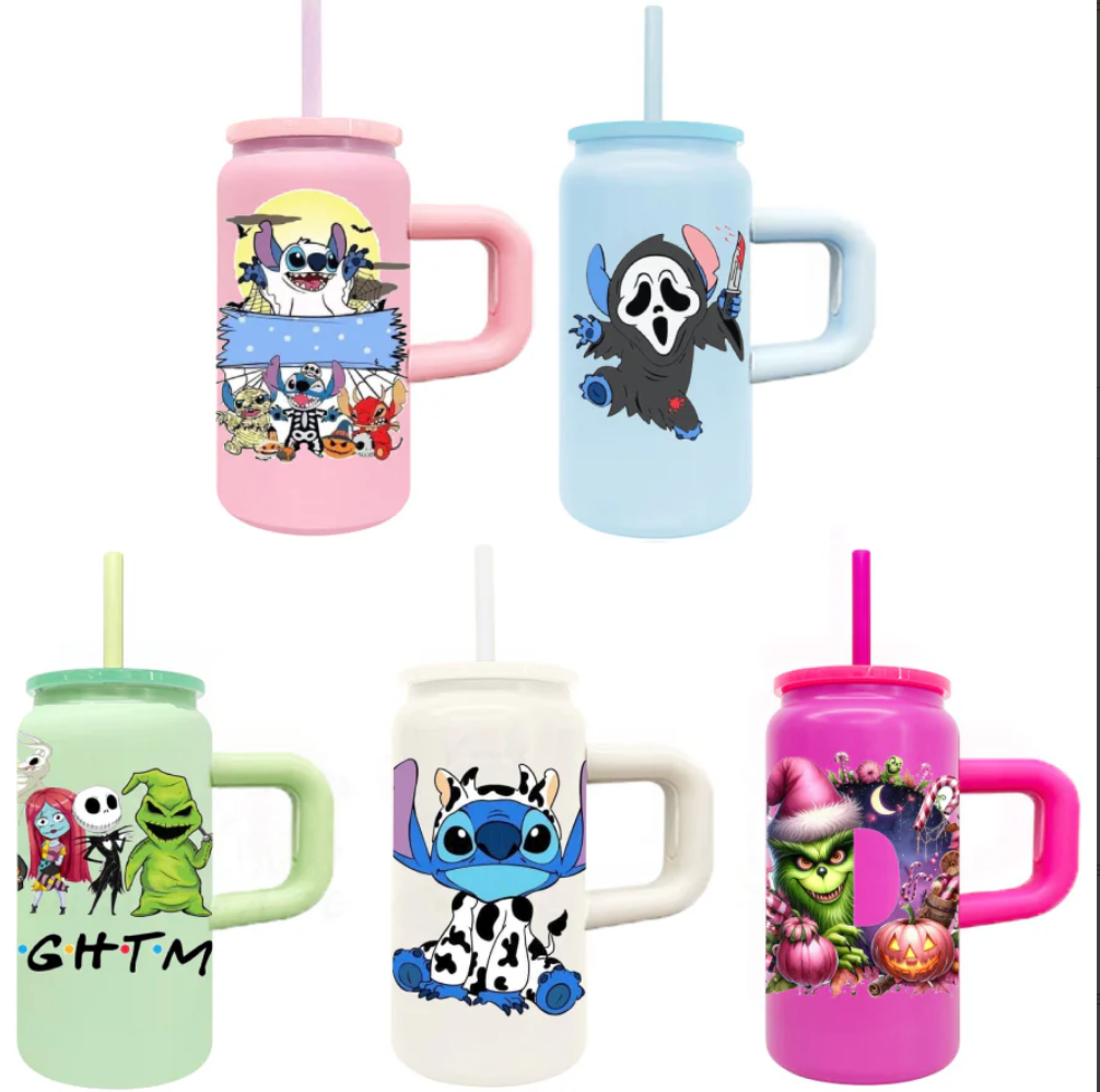 RTS USA_16oz Sublimation Candy Colors Stainless Steel Can Tumblers Metal Beer Cans with Handle-25pcs