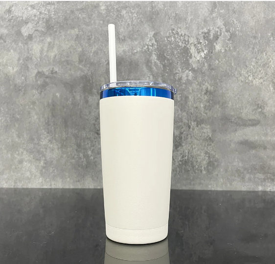 20oz / 30oz blue plated yeti style powder coated stainless steel mug with lid and straw for laser engraving-25pcs