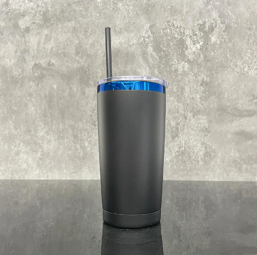 20oz / 30oz blue plated yeti style powder coated stainless steel mug with lid and straw for laser engraving-25pcs