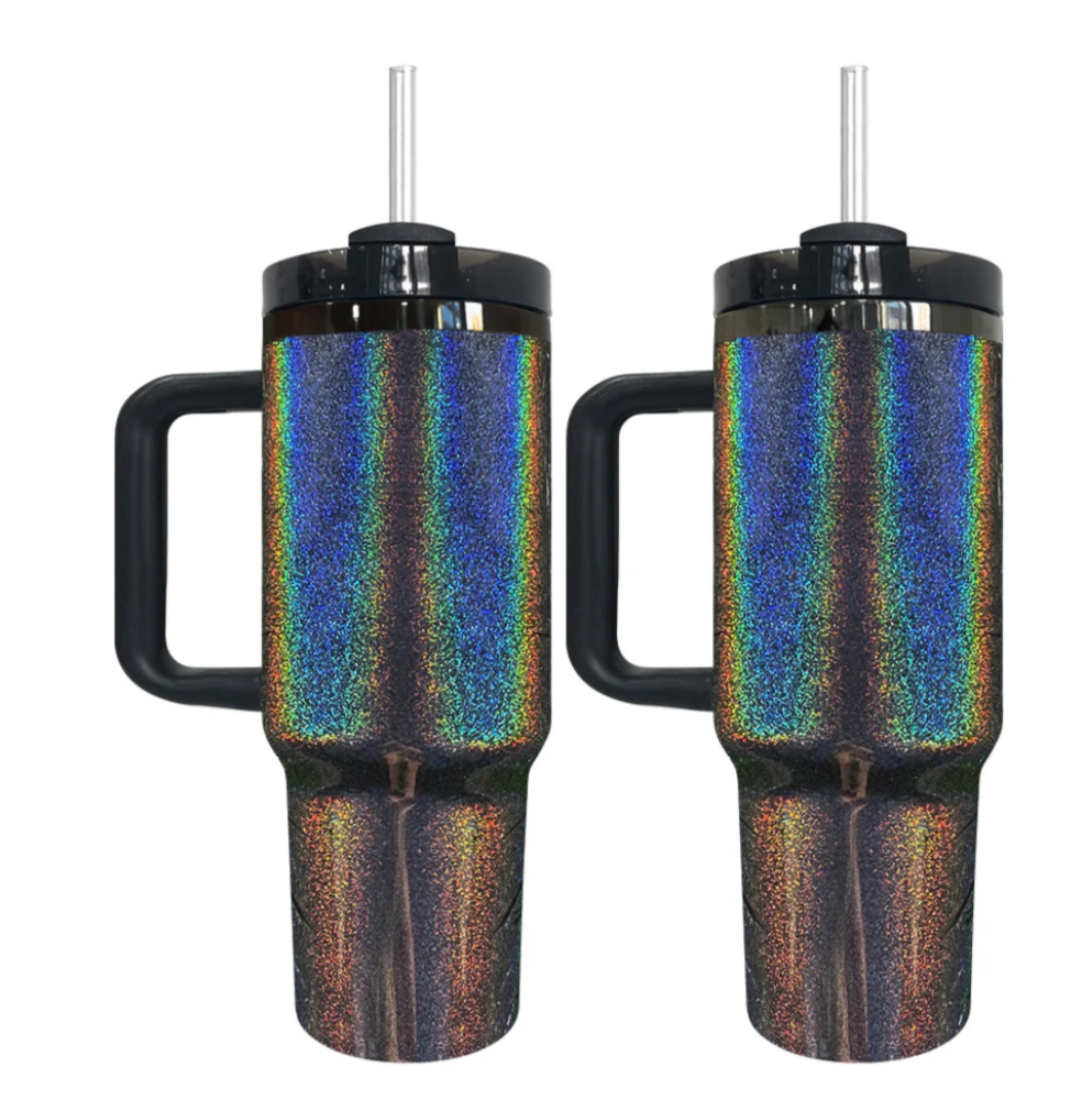 14oz/30oz/40oz Midnight Glitz Black Mirror Holographic Shimmer Quencher Tumblers for Laser Engraving