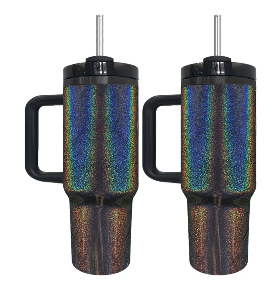 14oz/30oz/40oz Midnight Glitz Black Mirror Holographic Shimmer Quencher Tumblers for Laser Engraving