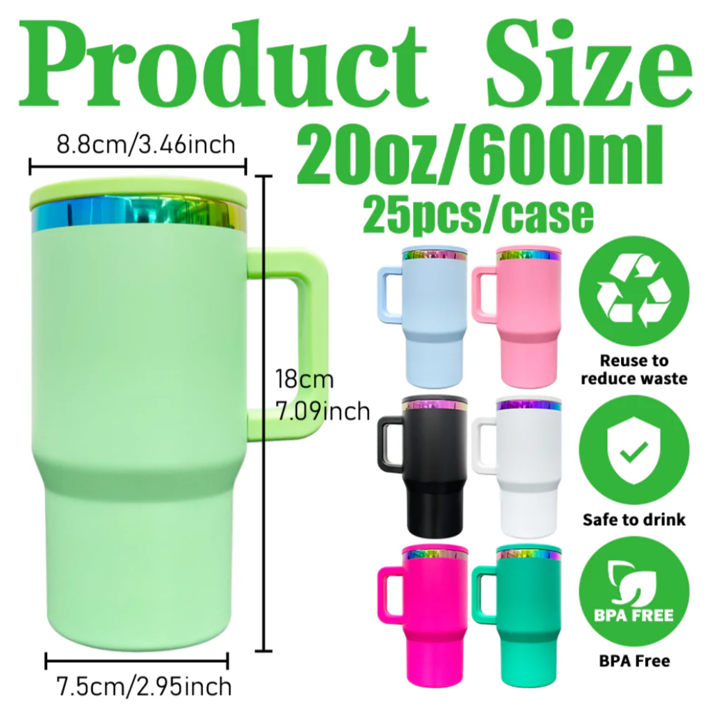 USA RTS 20oz Rainbow Quencher Tumblers with Leak Proof Lids 25pcs For Laser Engraving-25pcs
