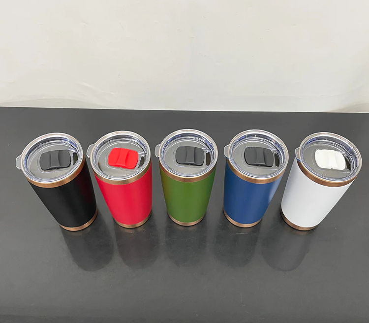 USA RTS 20oz Copper Powder Coat Coffee Mugs with Magnetic Slide Lids  For Laser Engraving-25pcs