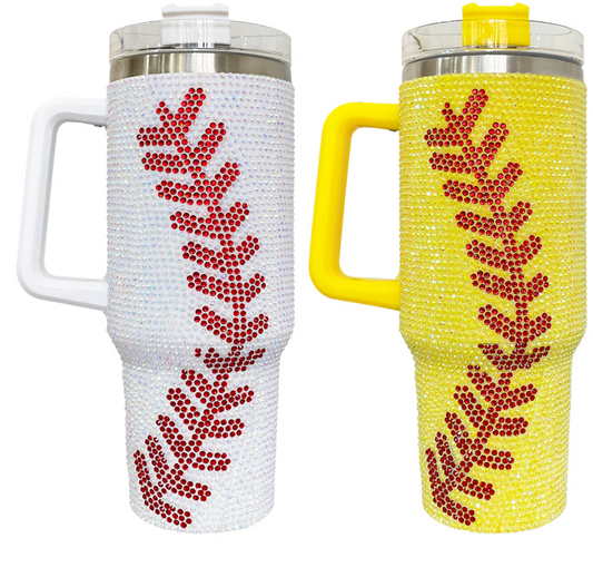 RTS USA_40oz Baseball Bling Rhinestone Tumbler - 20pcs