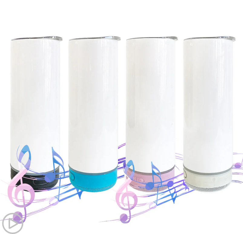 20oz Sublimation Blank Speaker Tumblers with plastic straws- 25pcs