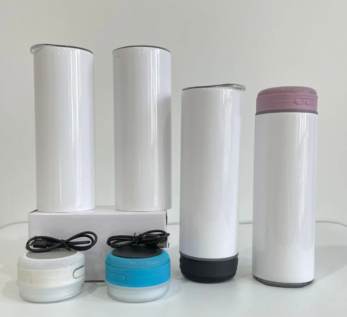 20oz Sublimation Blank Speaker Tumblers with plastic straws- 25pcs