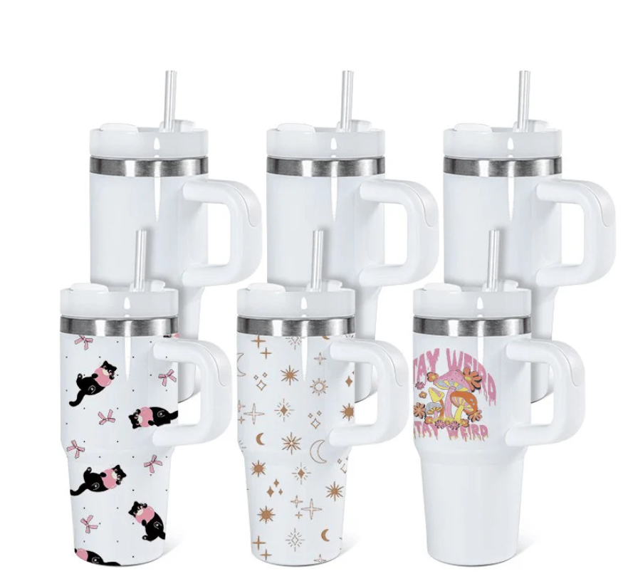 RTS USA 14oz White Blank Sublimation Baby Tumblers Kids Stanleys Quencher Tumblers with Handle-25pcs