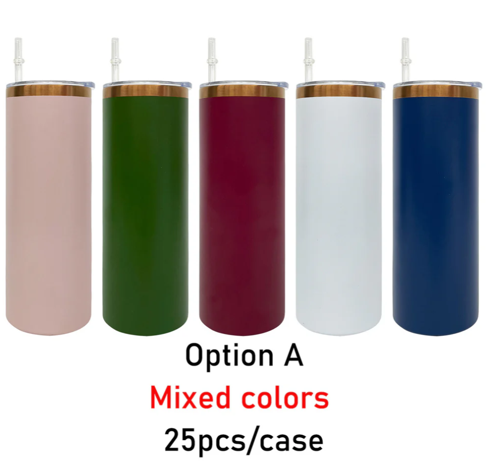 20oz Brushed Copper Plate Powder Coat Straight Skinny Tumblers for Laser Engraving-25pcs