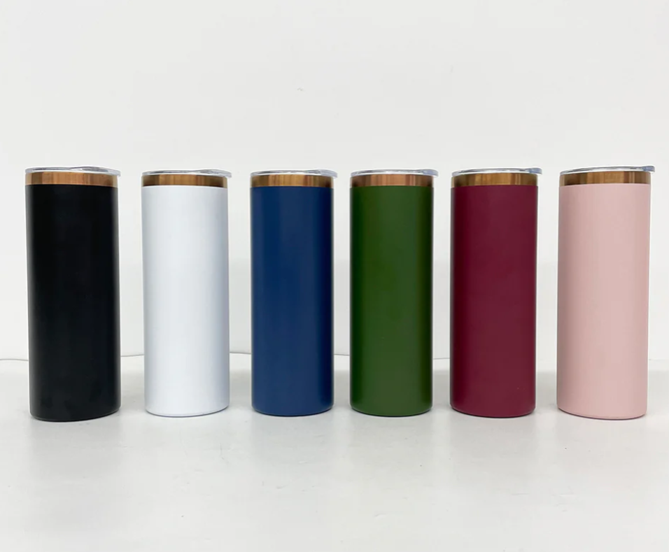 20oz Brushed Copper Plate Powder Coat Straight Skinny Tumblers for Laser Engraving-25pcs
