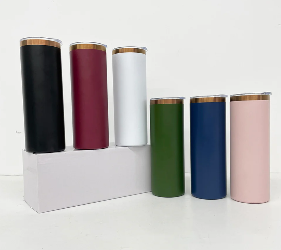 20oz Brushed Copper Plate Powder Coat Straight Skinny Tumblers for Laser Engraving-25pcs