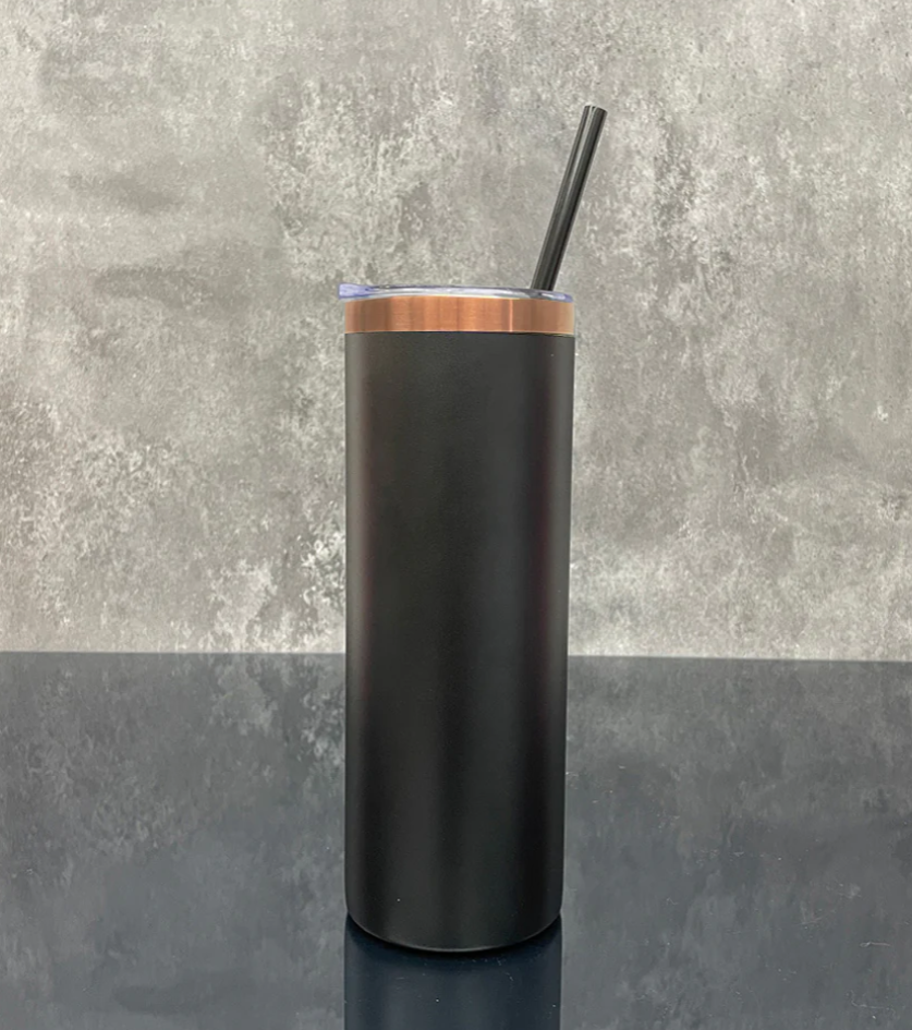 20oz Brushed Copper Plate Powder Coat Straight Skinny Tumblers for Laser Engraving-25pcs