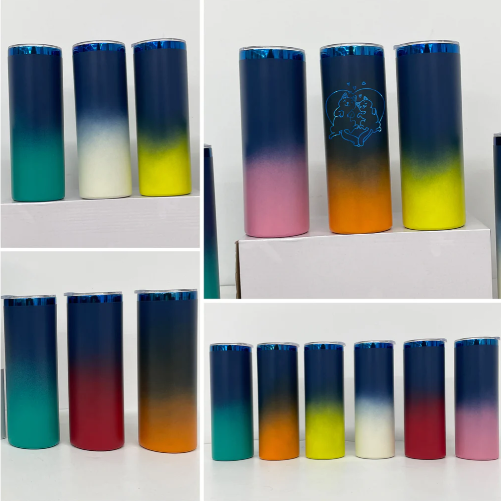 20oz Blue Mirror Plate Ombre colors Straight Skinny Tumblers for Laser Engraving-25pcs