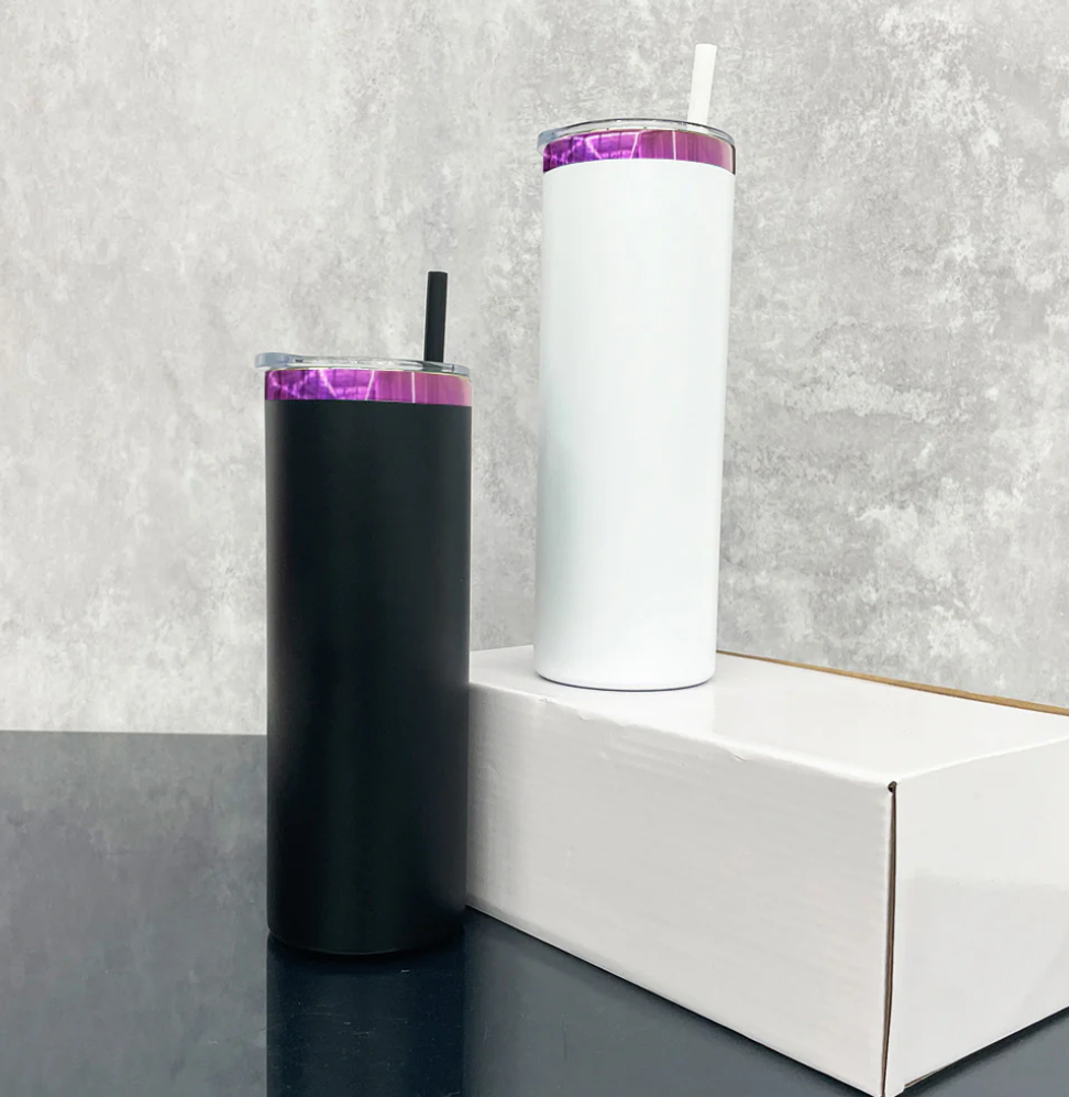 20oz Mirror Purple Plate Powder Coat Straight Skinny Tumblers for Laser Engraving-25pcs