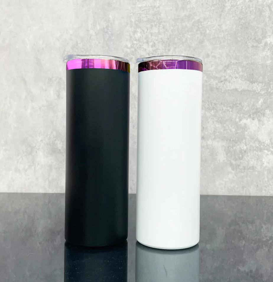 20oz Mirror Purple Plate Powder Coat Straight Skinny Tumblers for Laser Engraving-25pcs