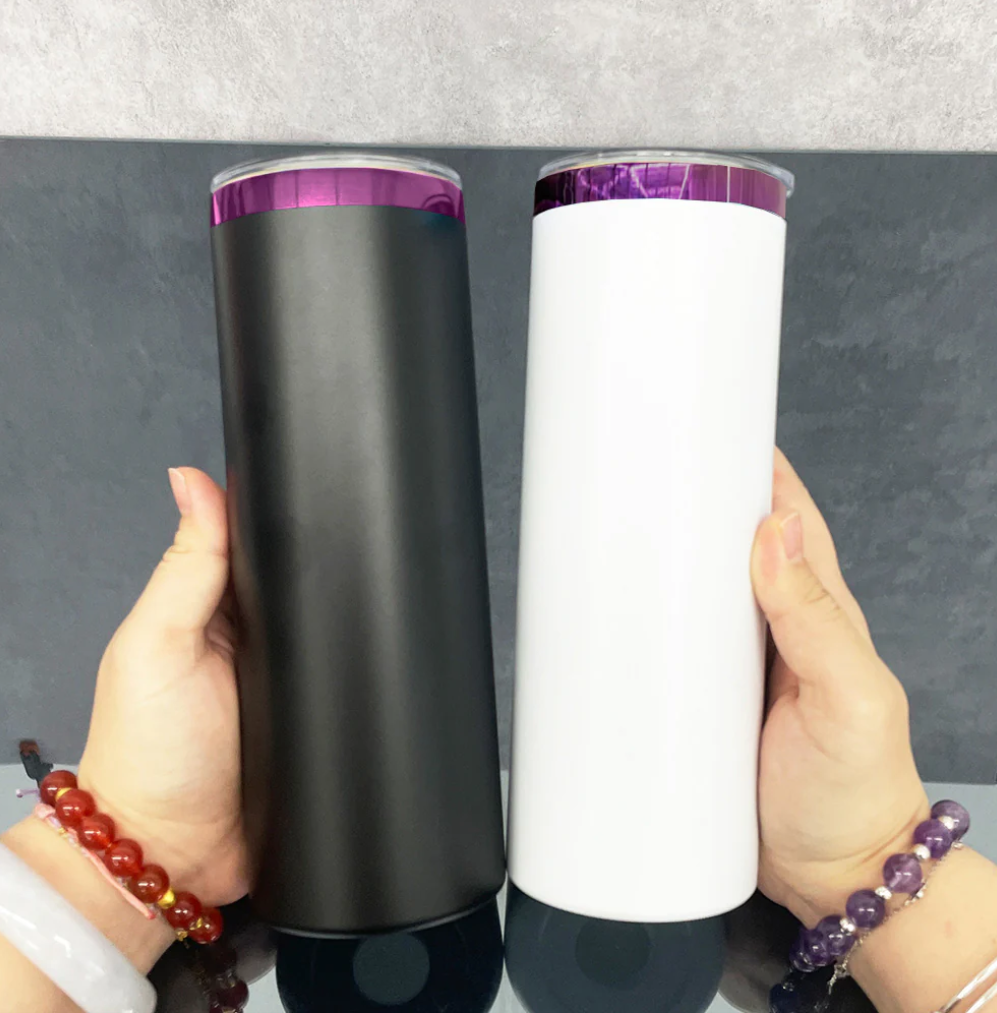 20oz Mirror Purple Plate Powder Coat Straight Skinny Tumblers for Laser Engraving-25pcs