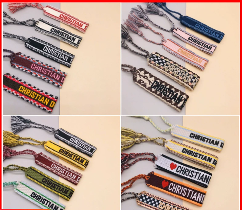 50pcs Letter braided bracelet, hand-embroidered chain & 50pcs bag chain & 1pc LV bag