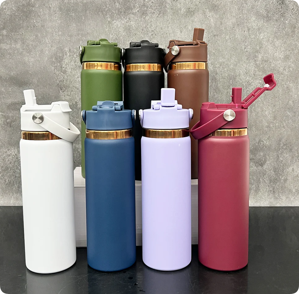 20oz Mirror Copper Plated 2 in 1 Lids Powder Coated Outdoor Sports Water Bottles For Laser Engraving-45pcs